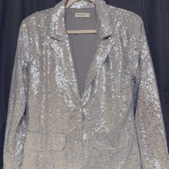 Silver Sequinned relaxed blazer - Medium - Picture 1 of 8